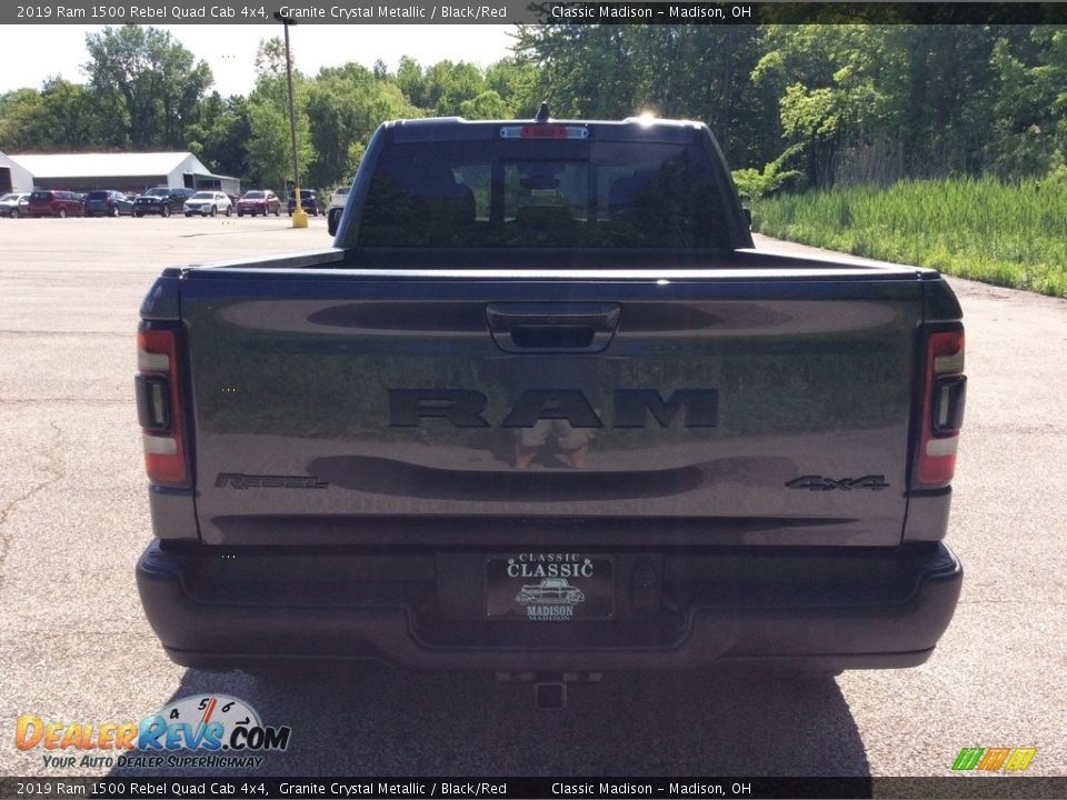 2019 Ram 1500 Rebel Quad Cab 4x4 Granite Crystal Metallic / Black/Red Photo #5