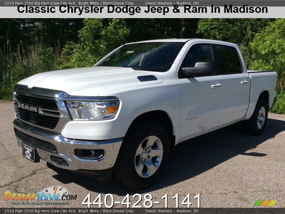 2019 Ram 1500 Big Horn Crew Cab 4x4 Bright White / Black/Diesel Gray Photo #1