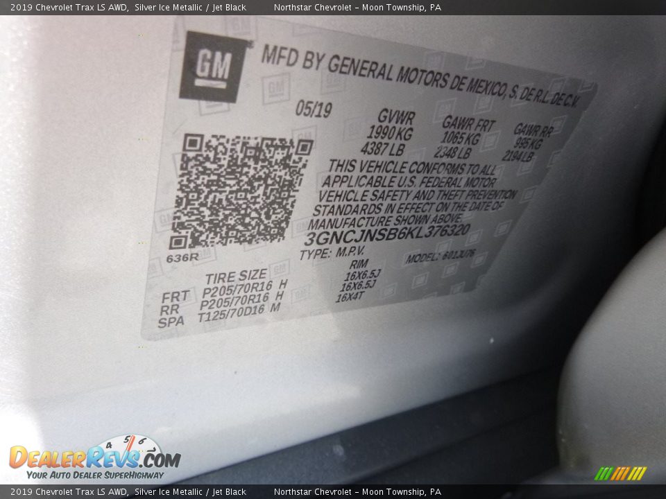 2019 Chevrolet Trax LS AWD Silver Ice Metallic / Jet Black Photo #16
