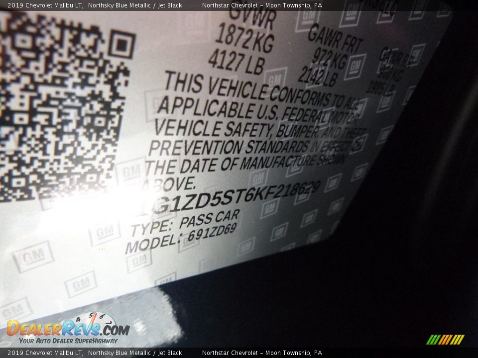 2019 Chevrolet Malibu LT Northsky Blue Metallic / Jet Black Photo #13