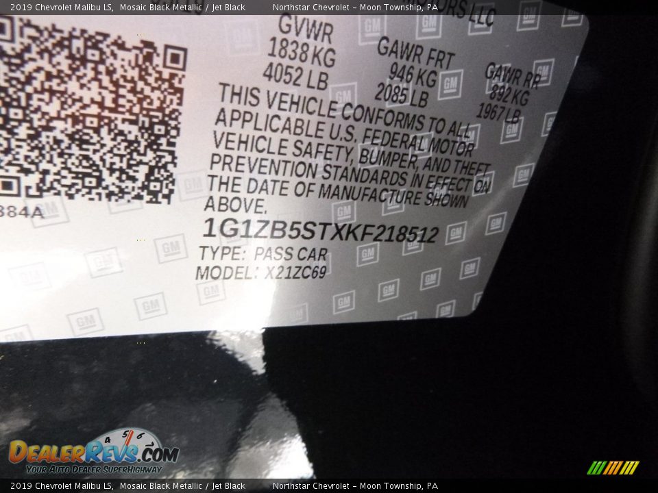 2019 Chevrolet Malibu LS Mosaic Black Metallic / Jet Black Photo #13