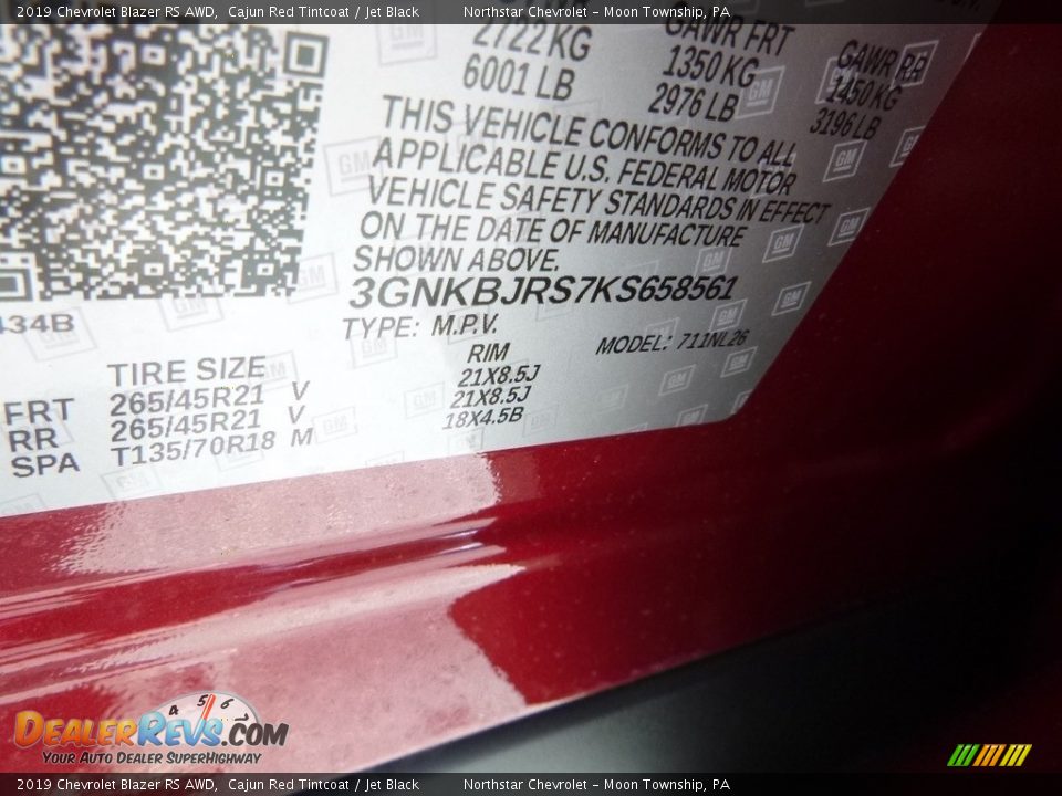 2019 Chevrolet Blazer RS AWD Cajun Red Tintcoat / Jet Black Photo #16
