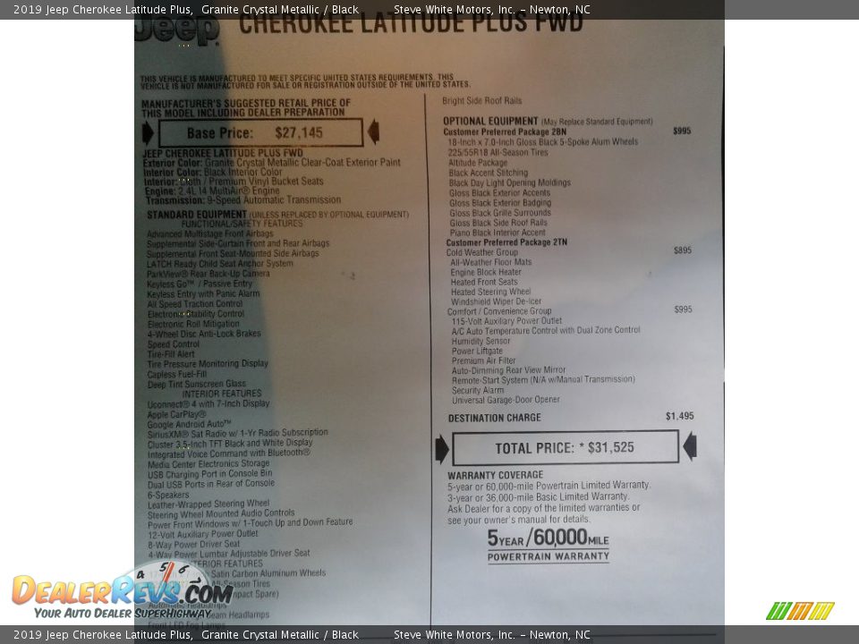 2019 Jeep Cherokee Latitude Plus Granite Crystal Metallic / Black Photo #34