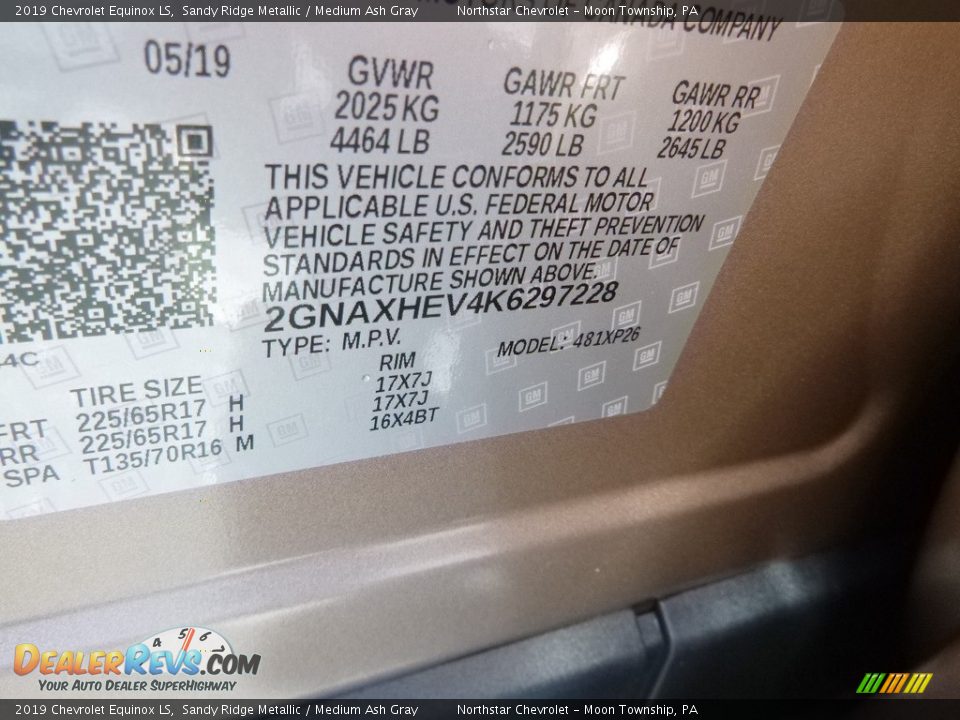 2019 Chevrolet Equinox LS Sandy Ridge Metallic / Medium Ash Gray Photo #15