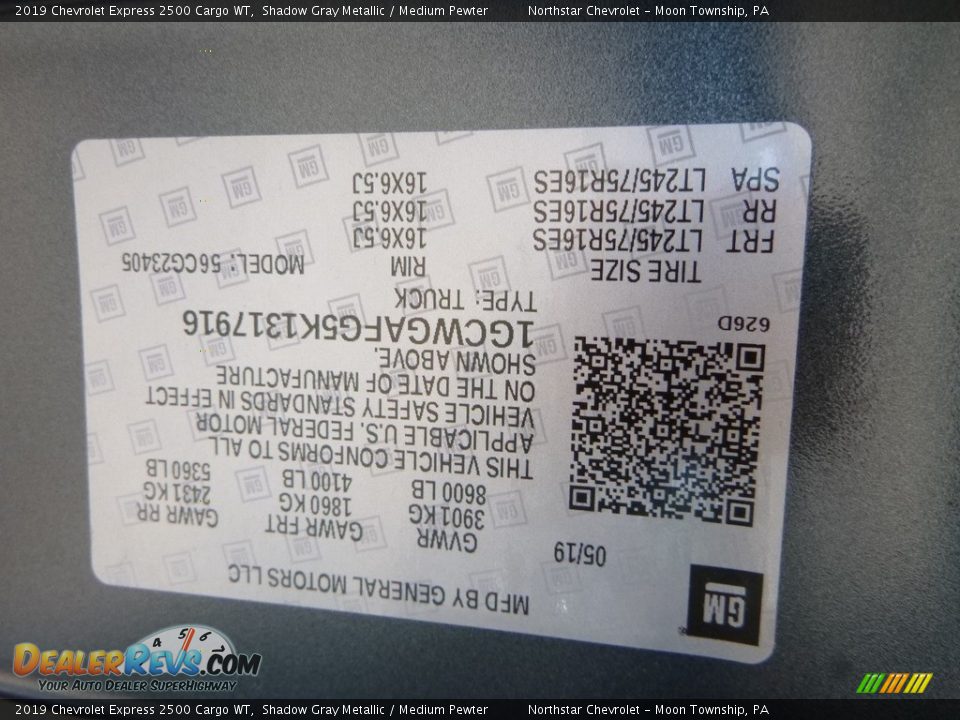 2019 Chevrolet Express 2500 Cargo WT Shadow Gray Metallic / Medium Pewter Photo #16