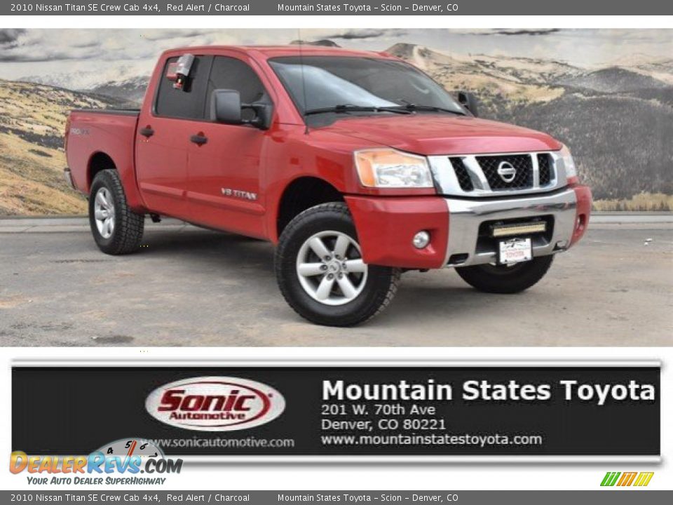 2010 Nissan Titan SE Crew Cab 4x4 Red Alert / Charcoal Photo #1
