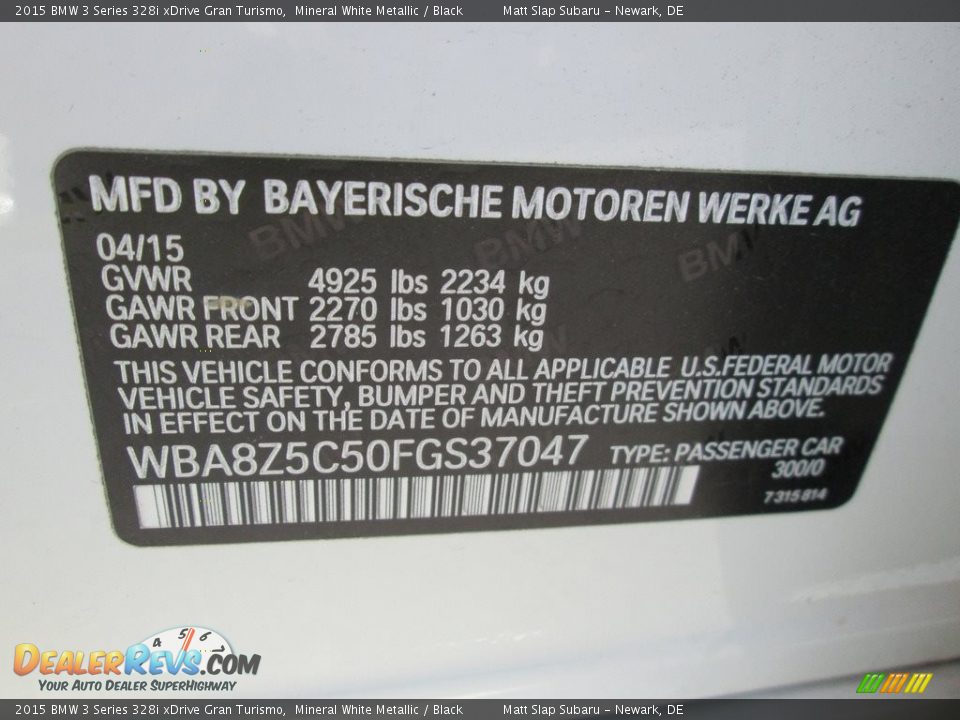 2015 BMW 3 Series 328i xDrive Gran Turismo Mineral White Metallic / Black Photo #29