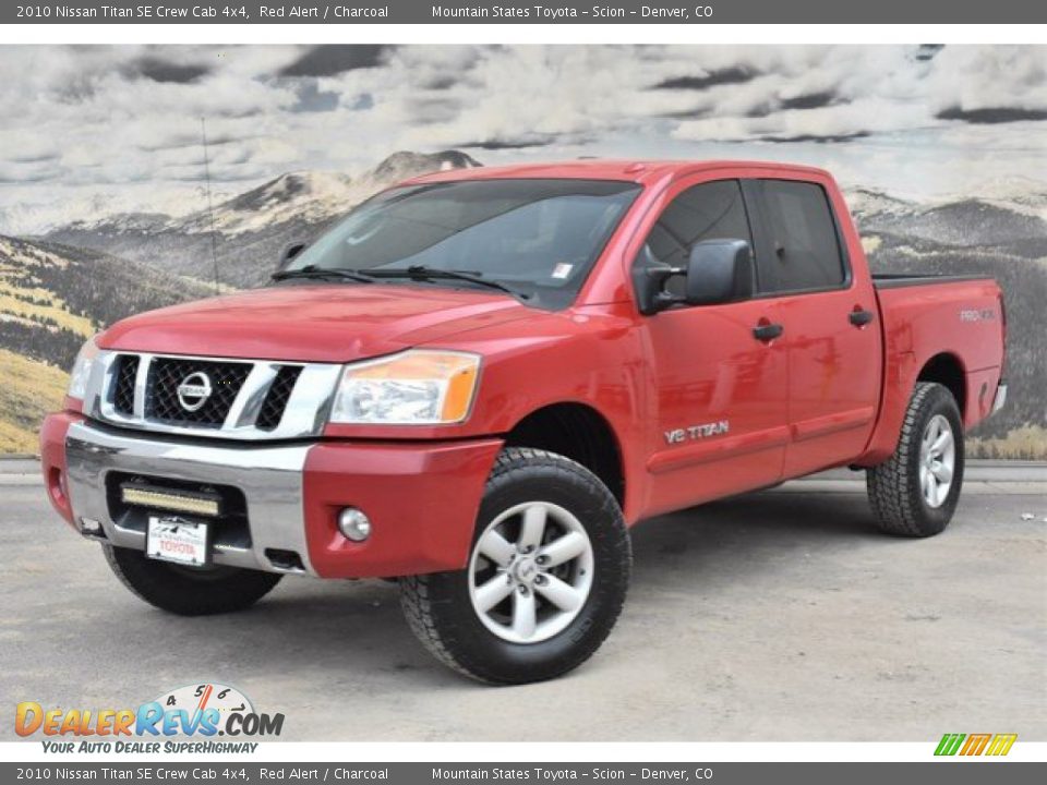 2010 Nissan Titan SE Crew Cab 4x4 Red Alert / Charcoal Photo #5