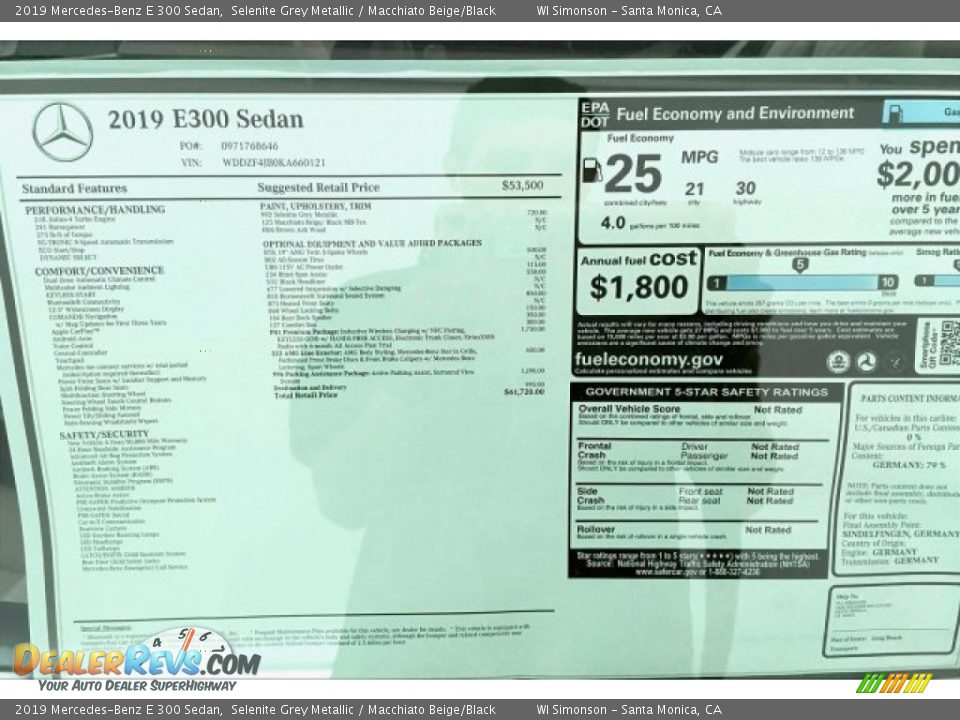 2019 Mercedes-Benz E 300 Sedan Selenite Grey Metallic / Macchiato Beige/Black Photo #10