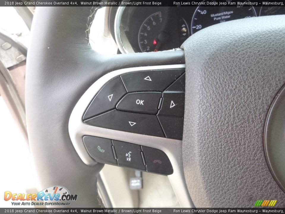 2018 Jeep Grand Cherokee Overland 4x4 Walnut Brown Metallic / Brown/Light Frost Beige Photo #19