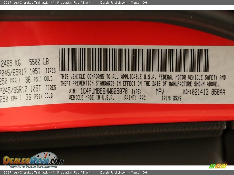 2017 Jeep Cherokee Trailhawk 4x4 Firecracker Red / Black Photo #24