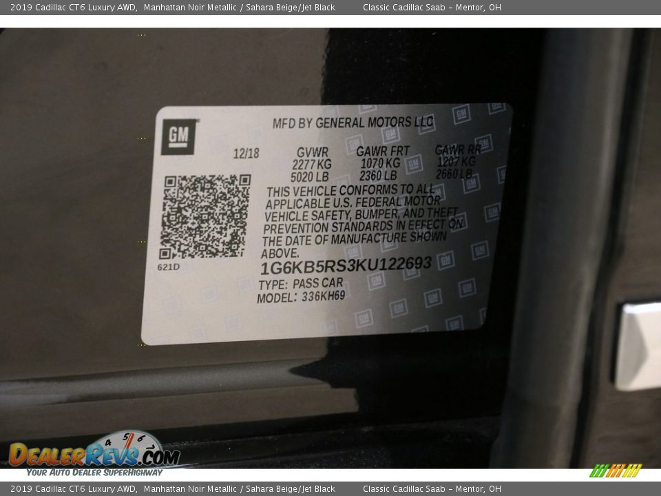 2019 Cadillac CT6 Luxury AWD Manhattan Noir Metallic / Sahara Beige/Jet Black Photo #22