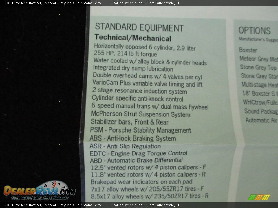 2011 Porsche Boxster Meteor Grey Metallic / Stone Grey Photo #17