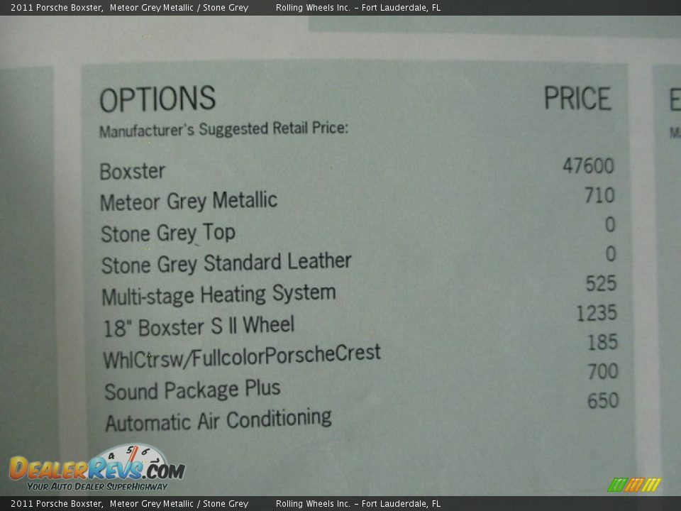 2011 Porsche Boxster Meteor Grey Metallic / Stone Grey Photo #18