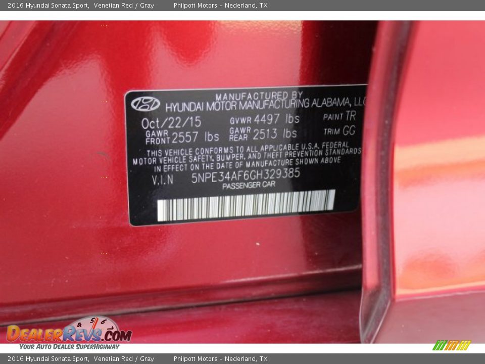 2016 Hyundai Sonata Sport Venetian Red / Gray Photo #28