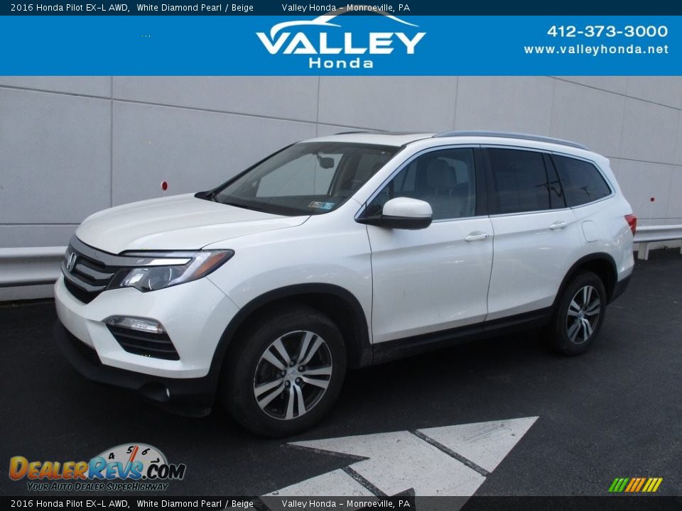 2016 Honda Pilot EX-L AWD White Diamond Pearl / Beige Photo #1
