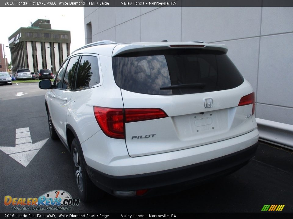2016 Honda Pilot EX-L AWD White Diamond Pearl / Beige Photo #3