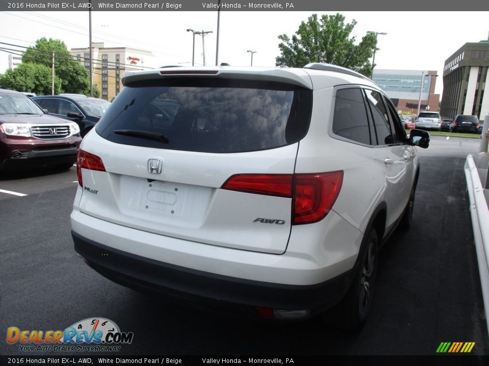 2016 Honda Pilot EX-L AWD White Diamond Pearl / Beige Photo #5