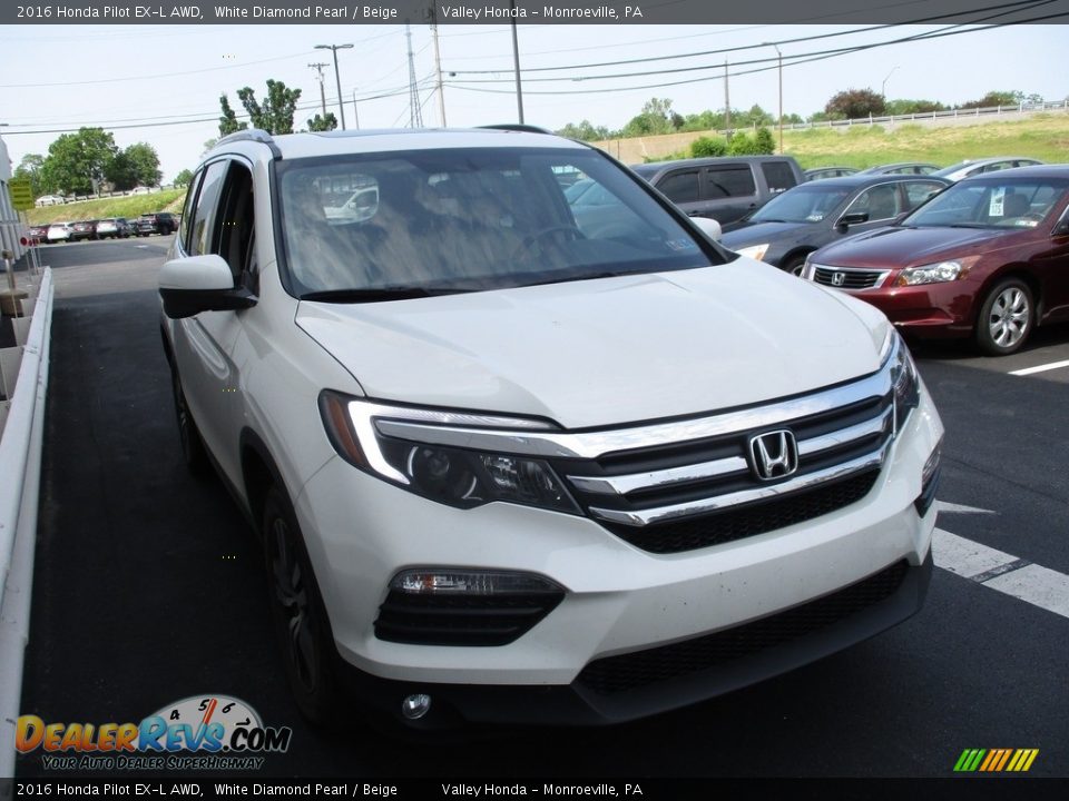 2016 Honda Pilot EX-L AWD White Diamond Pearl / Beige Photo #6