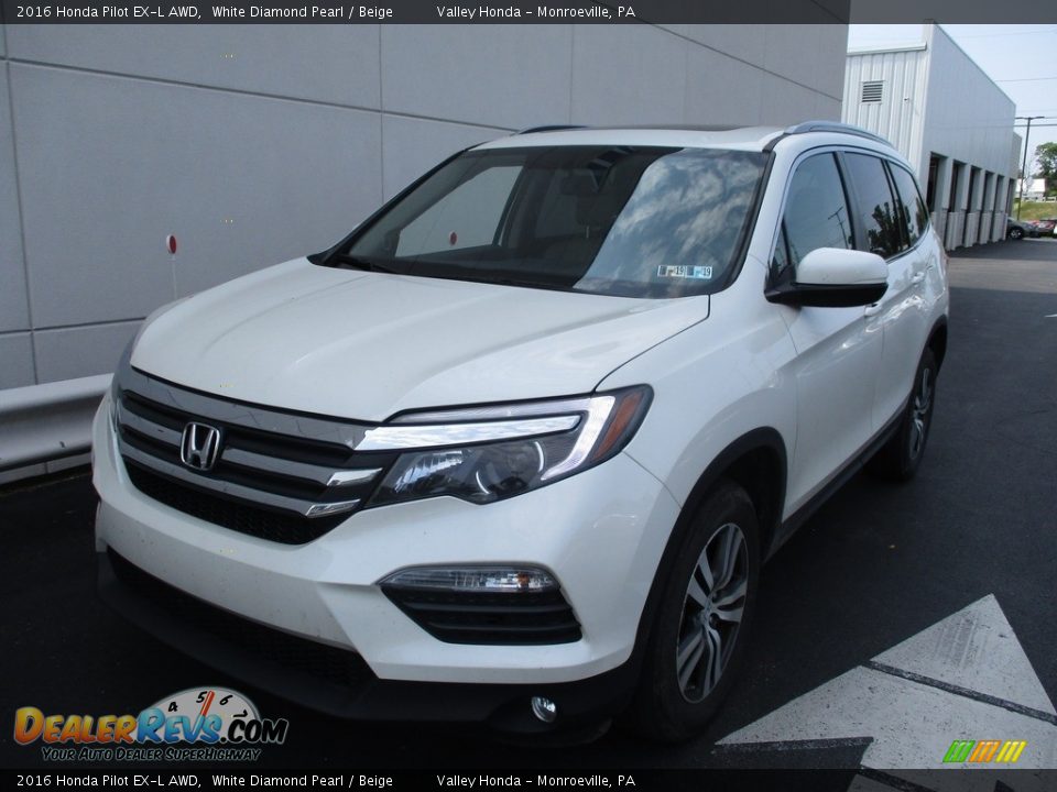 2016 Honda Pilot EX-L AWD White Diamond Pearl / Beige Photo #8