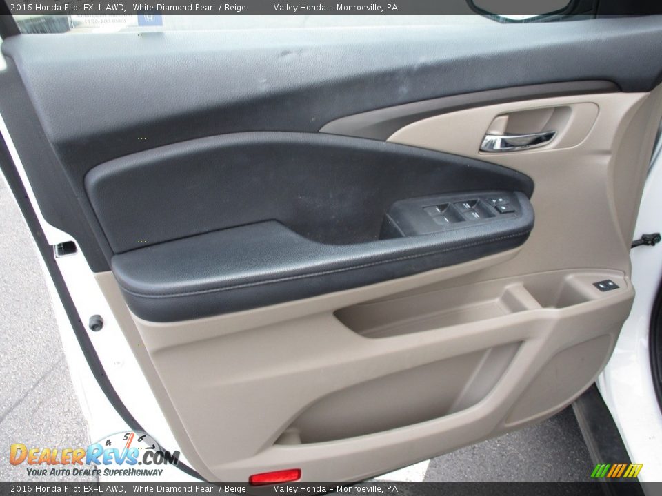2016 Honda Pilot EX-L AWD White Diamond Pearl / Beige Photo #9