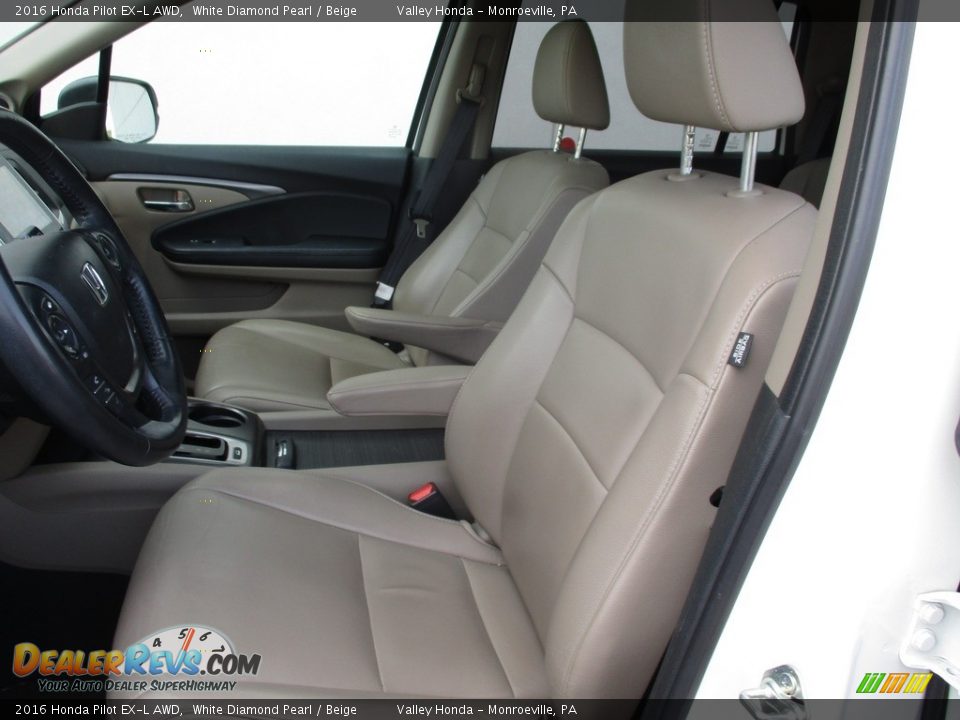 2016 Honda Pilot EX-L AWD White Diamond Pearl / Beige Photo #10