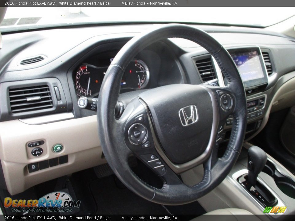 2016 Honda Pilot EX-L AWD White Diamond Pearl / Beige Photo #13