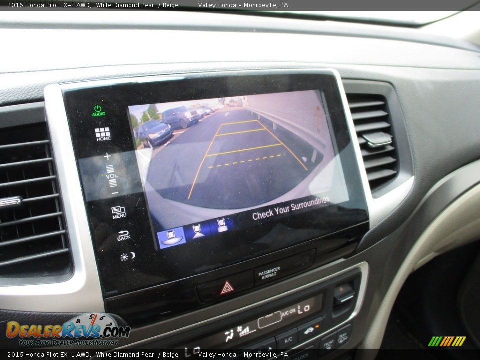 2016 Honda Pilot EX-L AWD White Diamond Pearl / Beige Photo #16