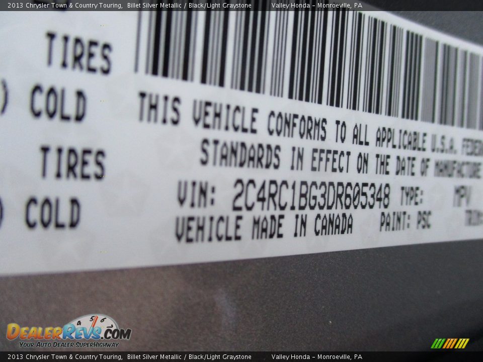 2013 Chrysler Town & Country Touring Billet Silver Metallic / Black/Light Graystone Photo #19