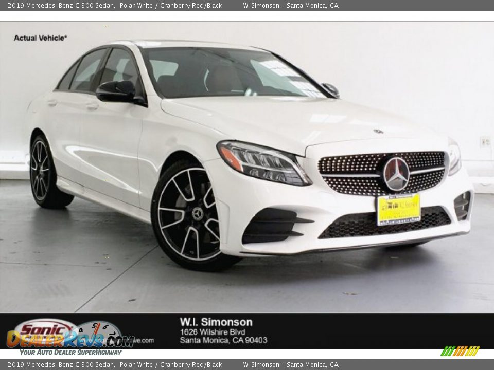 2019 Mercedes-Benz C 300 Sedan Polar White / Cranberry Red/Black Photo #1