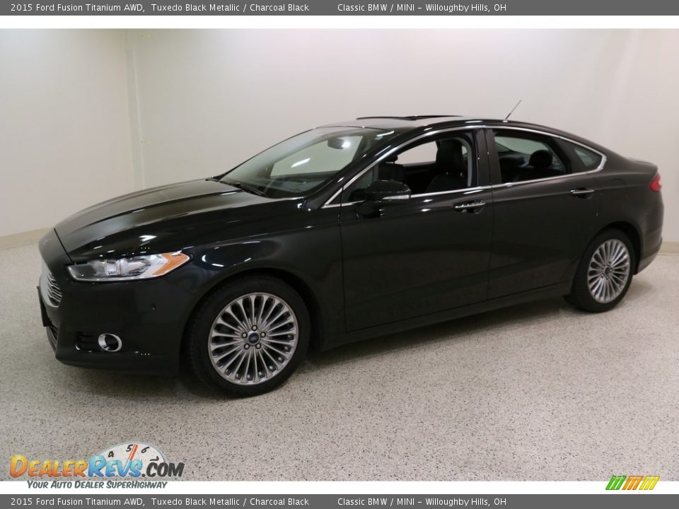 2015 Ford Fusion Titanium AWD Tuxedo Black Metallic / Charcoal Black Photo #3