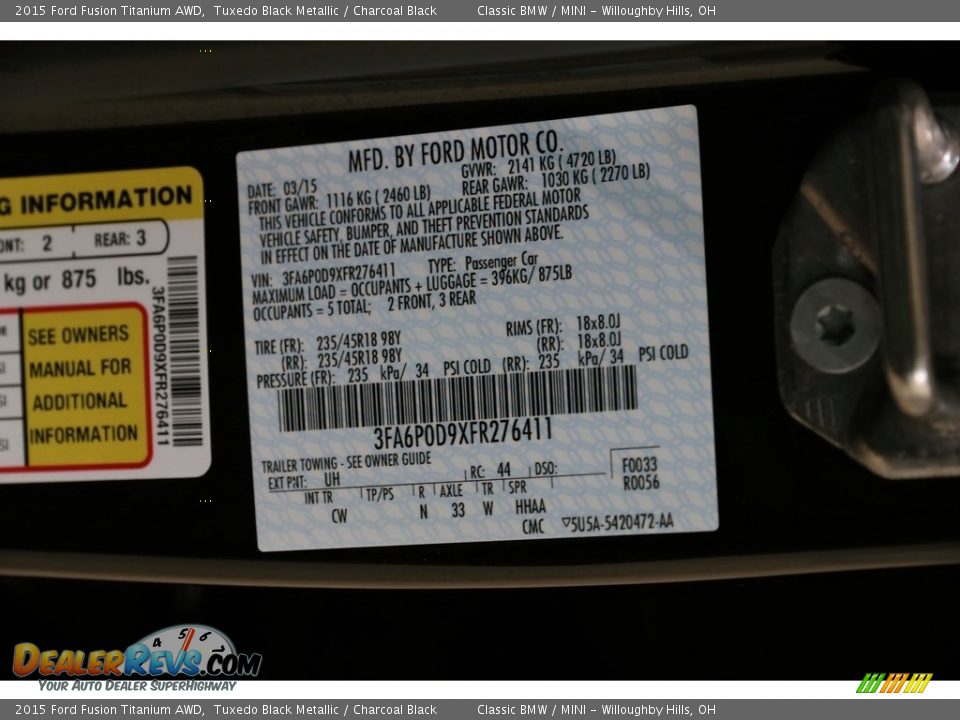 2015 Ford Fusion Titanium AWD Tuxedo Black Metallic / Charcoal Black Photo #21