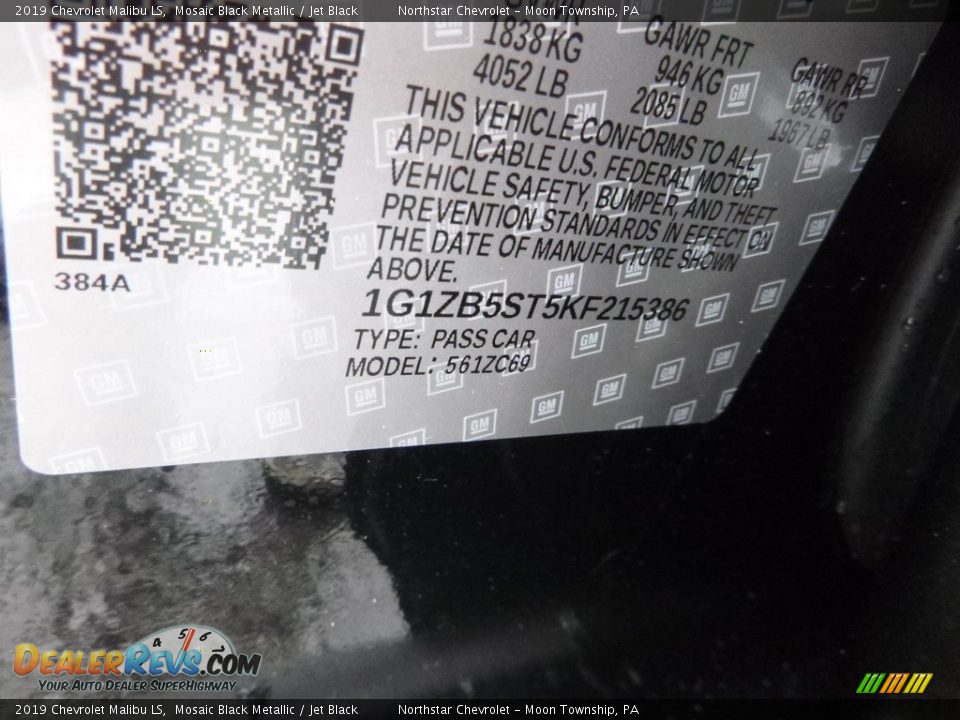 2019 Chevrolet Malibu LS Mosaic Black Metallic / Jet Black Photo #15