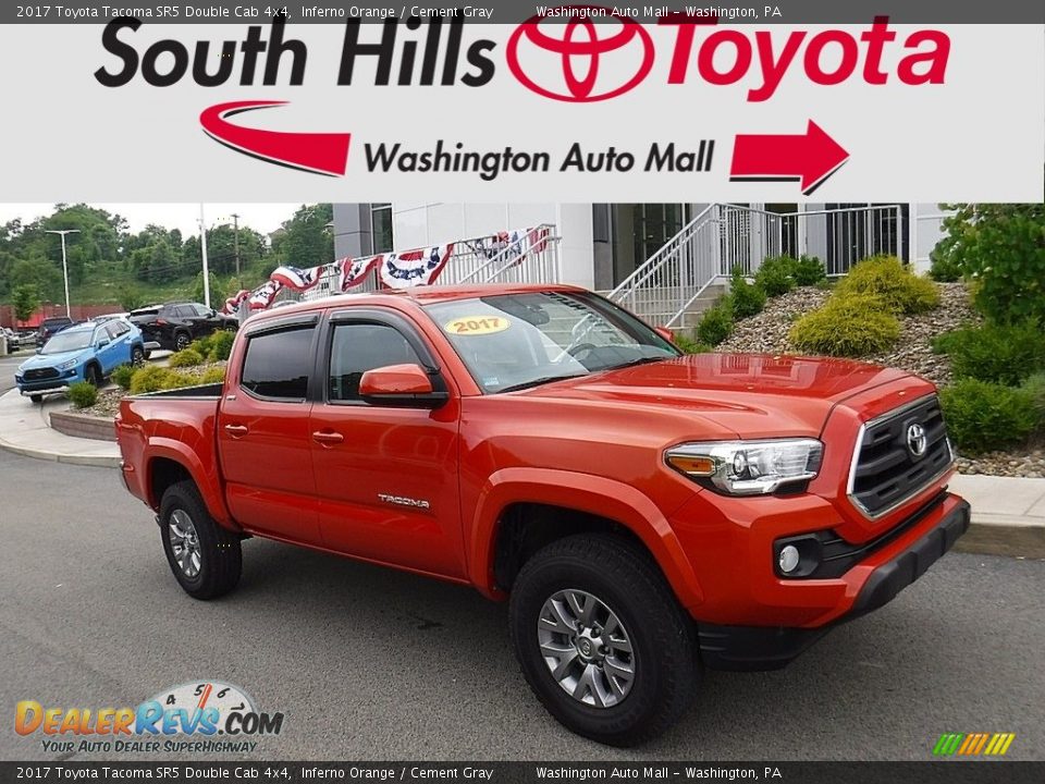 2017 Toyota Tacoma SR5 Double Cab 4x4 Inferno Orange / Cement Gray Photo #1
