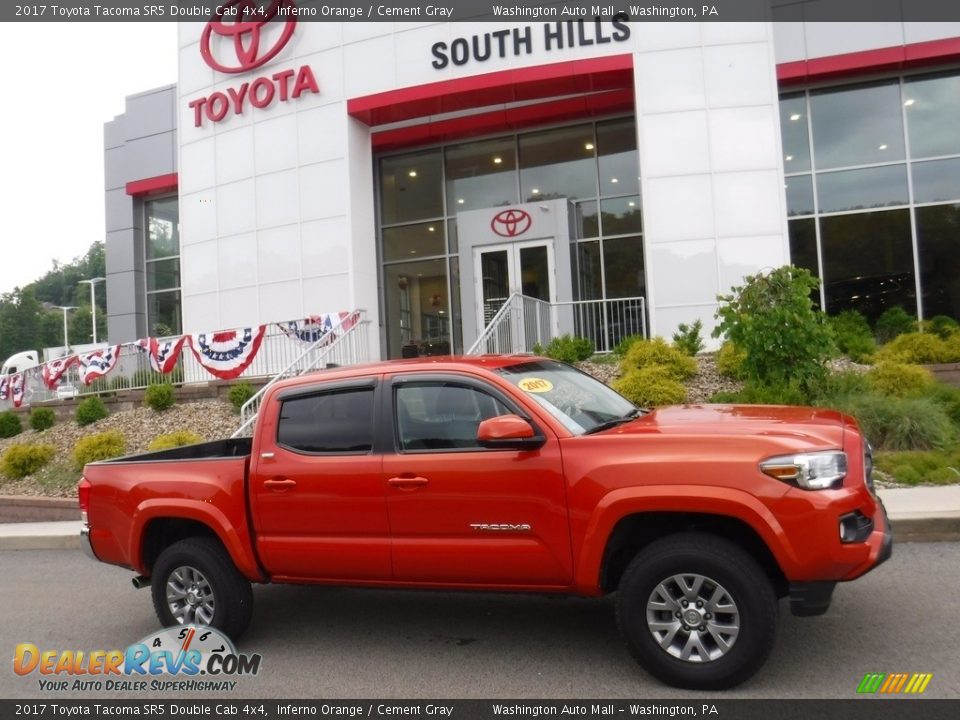 2017 Toyota Tacoma SR5 Double Cab 4x4 Inferno Orange / Cement Gray Photo #2