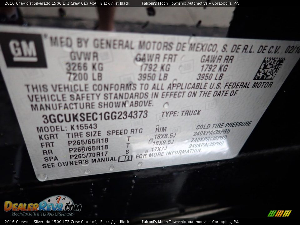 2016 Chevrolet Silverado 1500 LTZ Crew Cab 4x4 Black / Jet Black Photo #23