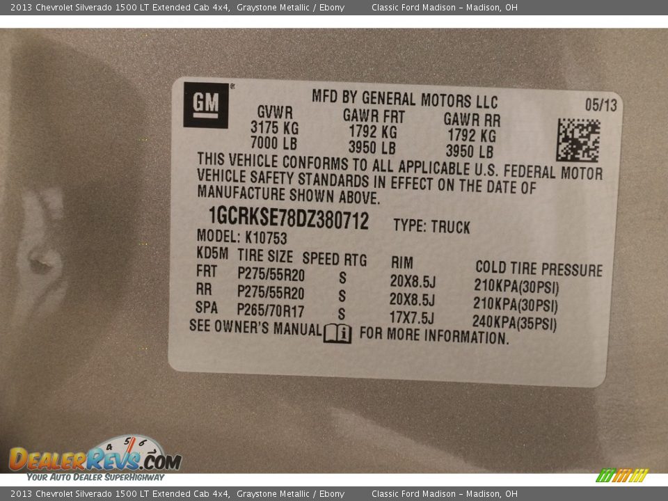 2013 Chevrolet Silverado 1500 LT Extended Cab 4x4 Graystone Metallic / Ebony Photo #18