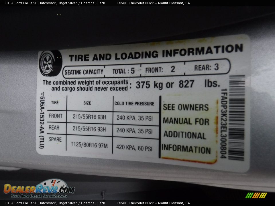 2014 Ford Focus SE Hatchback Ingot Silver / Charcoal Black Photo #28