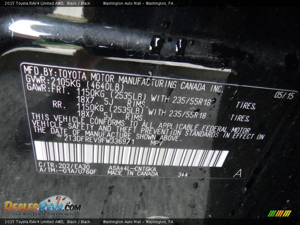2015 Toyota RAV4 Limited AWD Black / Black Photo #27