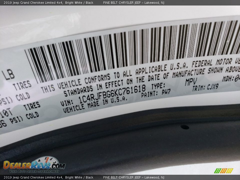 2019 Jeep Grand Cherokee Limited 4x4 Bright White / Black Photo #9
