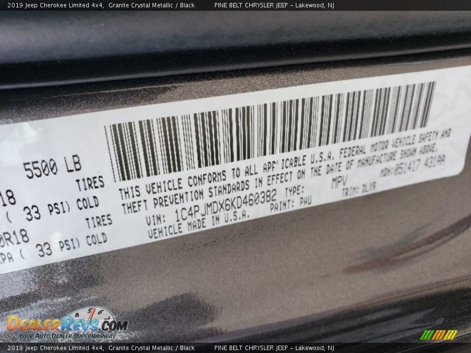 2019 Jeep Cherokee Limited 4x4 Granite Crystal Metallic / Black Photo #9