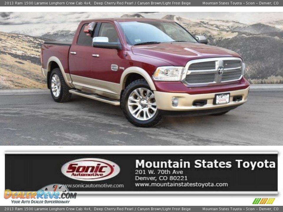 2013 Ram 1500 Laramie Longhorn Crew Cab 4x4 Deep Cherry Red Pearl / Canyon Brown/Light Frost Beige Photo #1