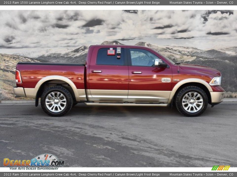 2013 Ram 1500 Laramie Longhorn Crew Cab 4x4 Deep Cherry Red Pearl / Canyon Brown/Light Frost Beige Photo #2