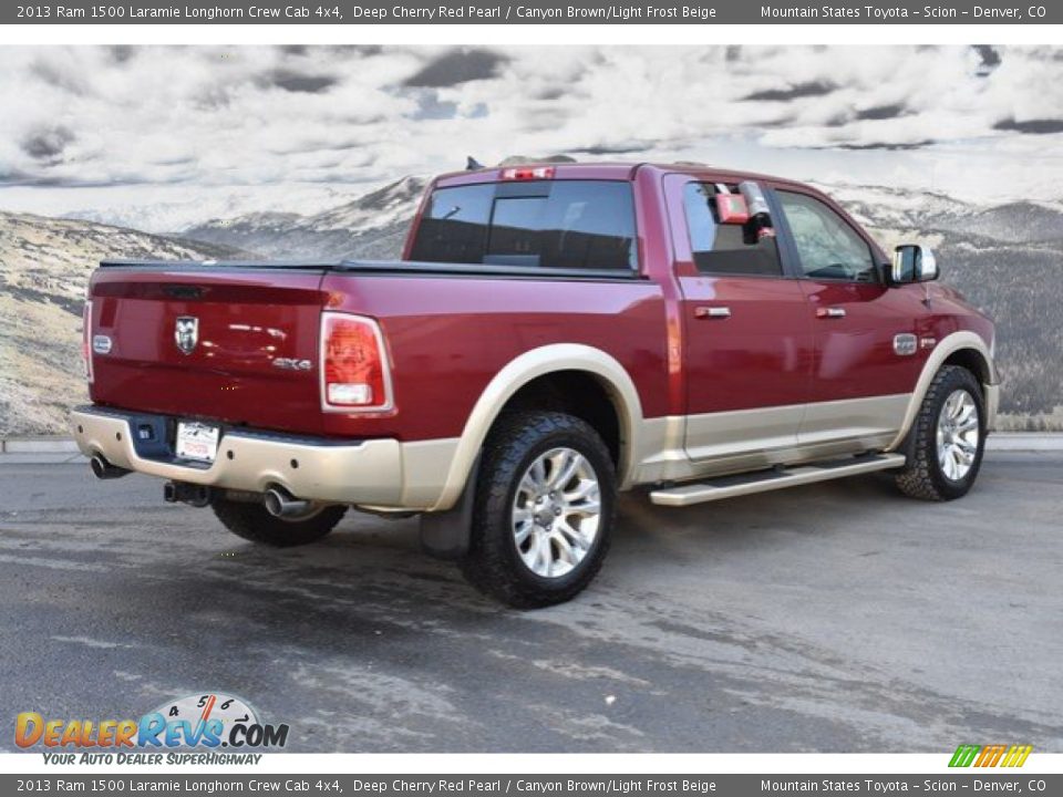2013 Ram 1500 Laramie Longhorn Crew Cab 4x4 Deep Cherry Red Pearl / Canyon Brown/Light Frost Beige Photo #3