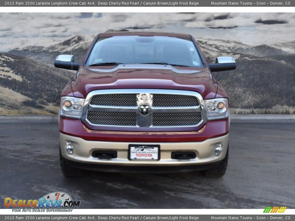 2013 Ram 1500 Laramie Longhorn Crew Cab 4x4 Deep Cherry Red Pearl / Canyon Brown/Light Frost Beige Photo #4