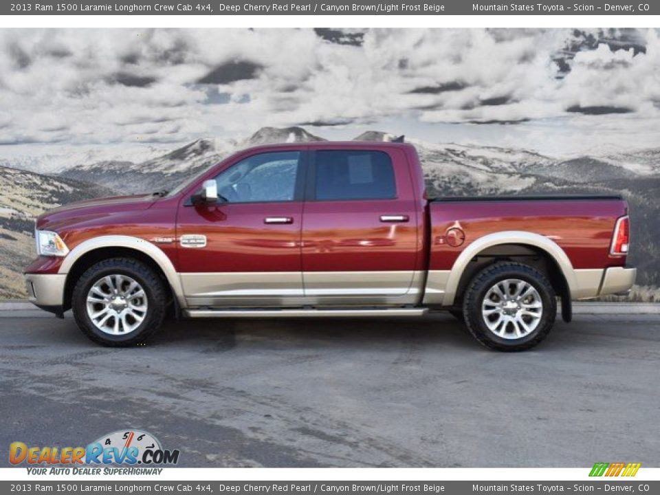 2013 Ram 1500 Laramie Longhorn Crew Cab 4x4 Deep Cherry Red Pearl / Canyon Brown/Light Frost Beige Photo #6