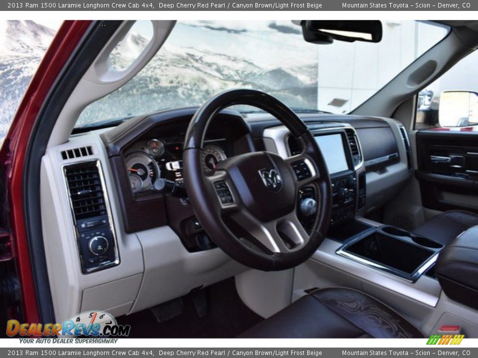 2013 Ram 1500 Laramie Longhorn Crew Cab 4x4 Deep Cherry Red Pearl / Canyon Brown/Light Frost Beige Photo #10