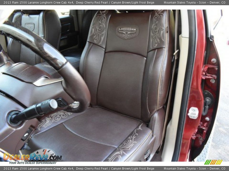 2013 Ram 1500 Laramie Longhorn Crew Cab 4x4 Deep Cherry Red Pearl / Canyon Brown/Light Frost Beige Photo #12