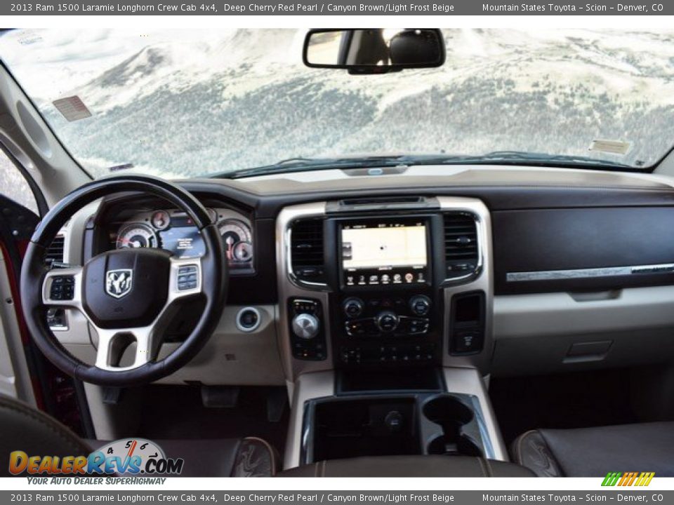 2013 Ram 1500 Laramie Longhorn Crew Cab 4x4 Deep Cherry Red Pearl / Canyon Brown/Light Frost Beige Photo #13