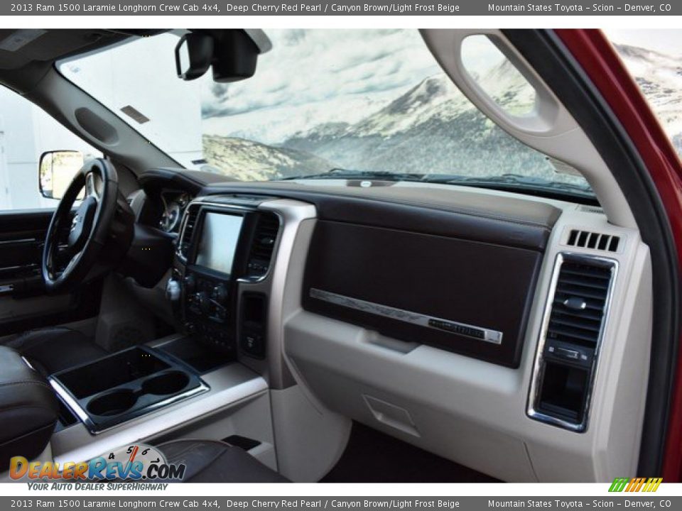2013 Ram 1500 Laramie Longhorn Crew Cab 4x4 Deep Cherry Red Pearl / Canyon Brown/Light Frost Beige Photo #17